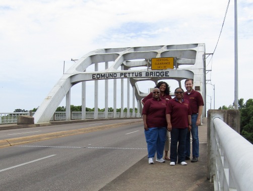 The Hinds NEH team on the historic Edmund Pettus Bridge.